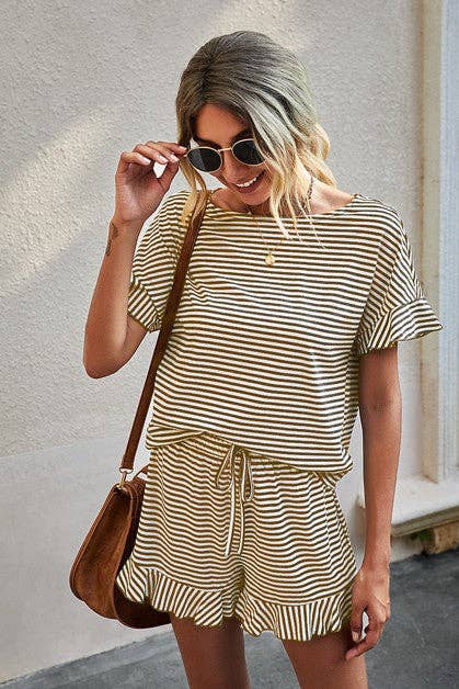 Woman With glasses in a matching set